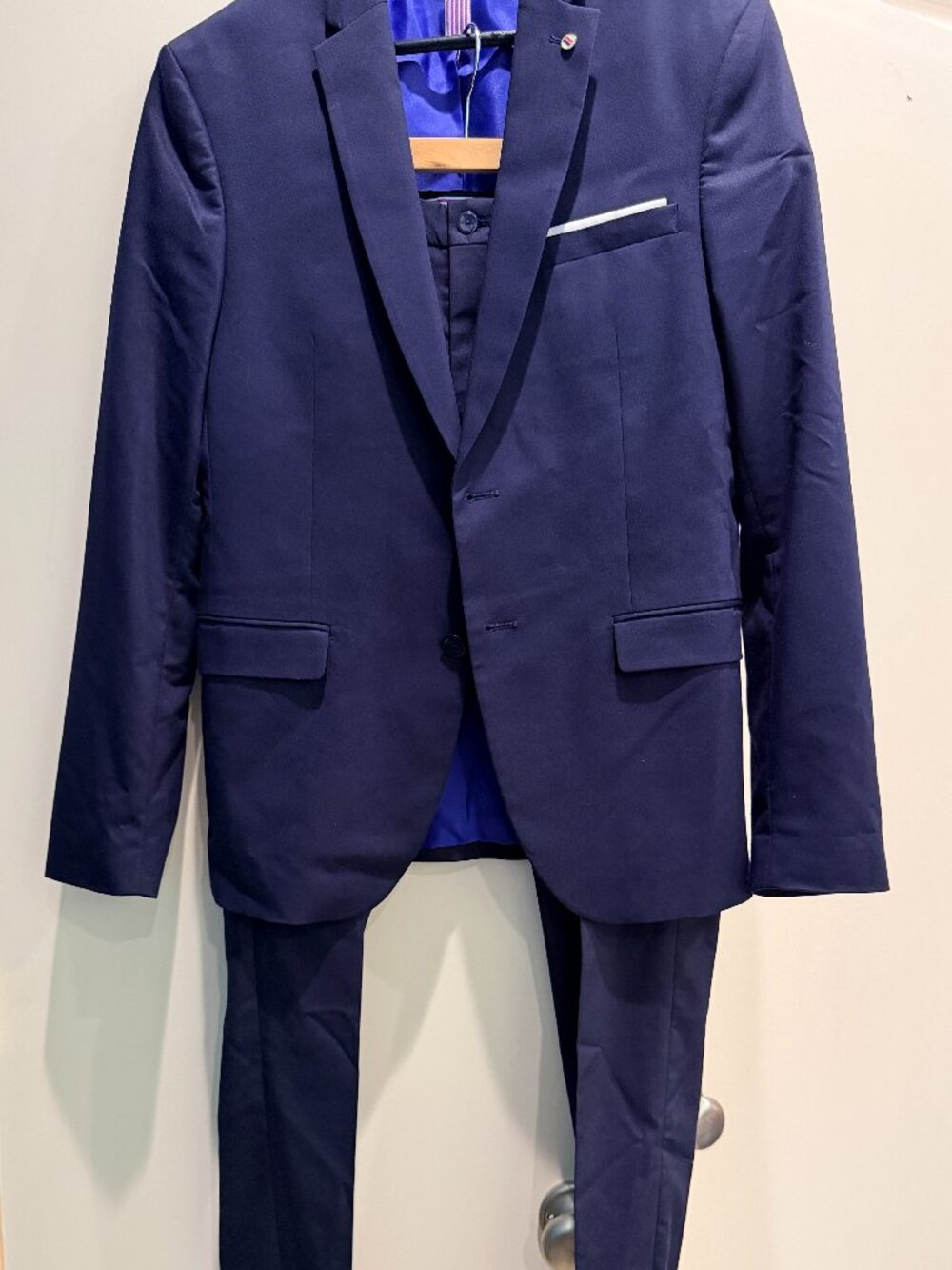 US 36 / EUR 46- Man Navy Blue 2-Piece Slim Fit Suit Blazer + Trousers